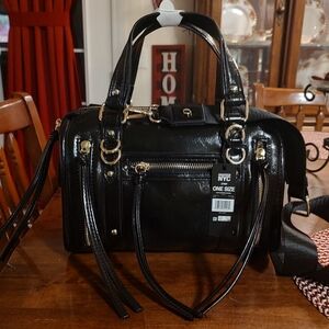Steve Madden Glossy Black Satchel